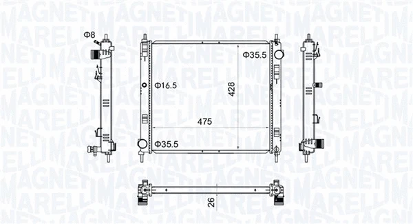 Radiator, engine cooling (350213205500)