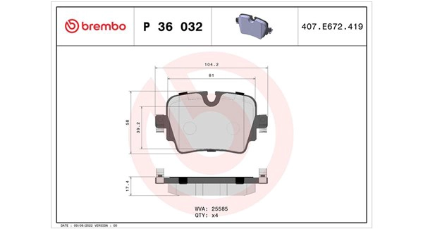Brake Pad Set, disc brake (363700436032)