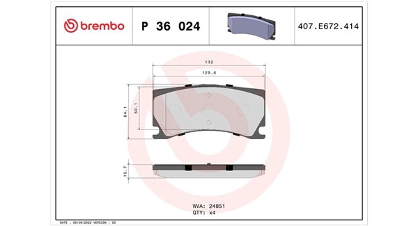 Brake Pad Set, disc brake (363700436024)