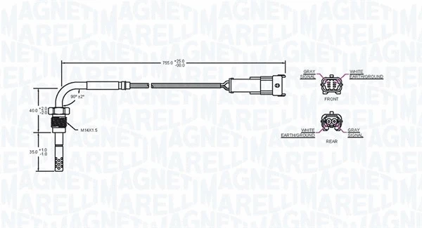 Sensor, exhaust gas temperature