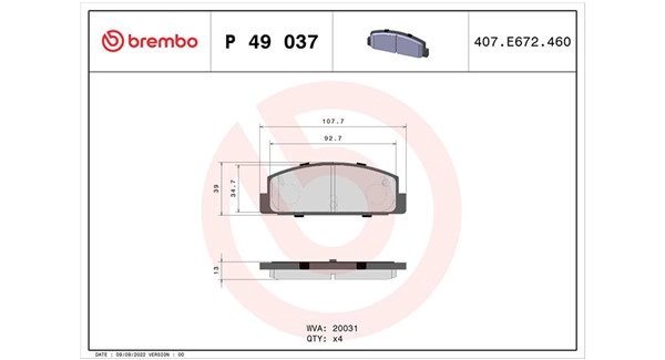 Brake Pad Set, disc brake (363700449037)
