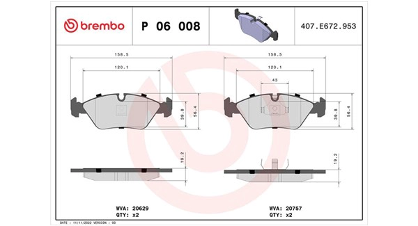 Brake Pad Set, disc brake (363700406008)
