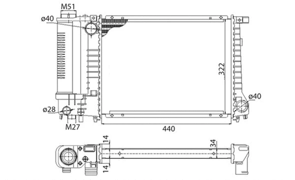 Radiator, engine cooling (350213240003)