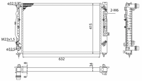 Radiator, engine cooling (350213739003)