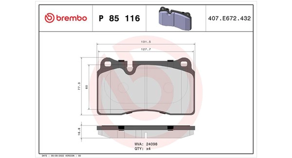 Brake Pad Set, disc brake (363700485116)