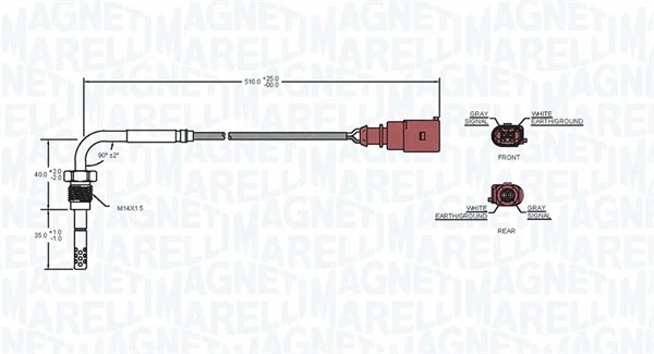 Sensor, exhaust gas temperature