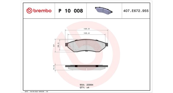 Brake Pad Set, disc brake (363700410008)
