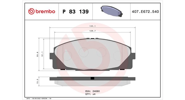 Brake Pad Set, disc brake (363700483139)