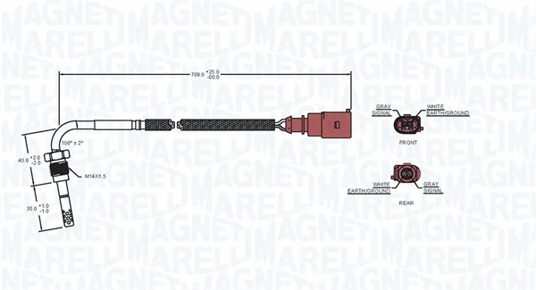 Sensor, exhaust gas temperature