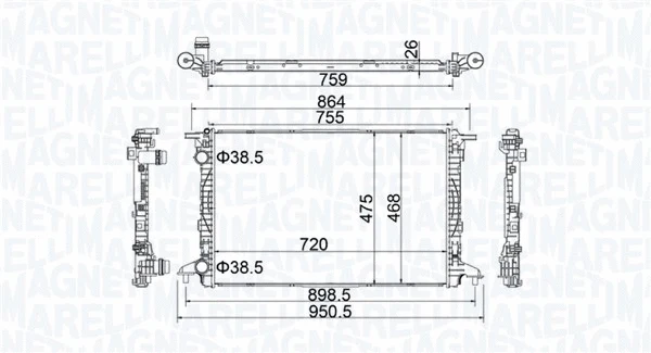 Radiator, engine cooling (350213208900)
