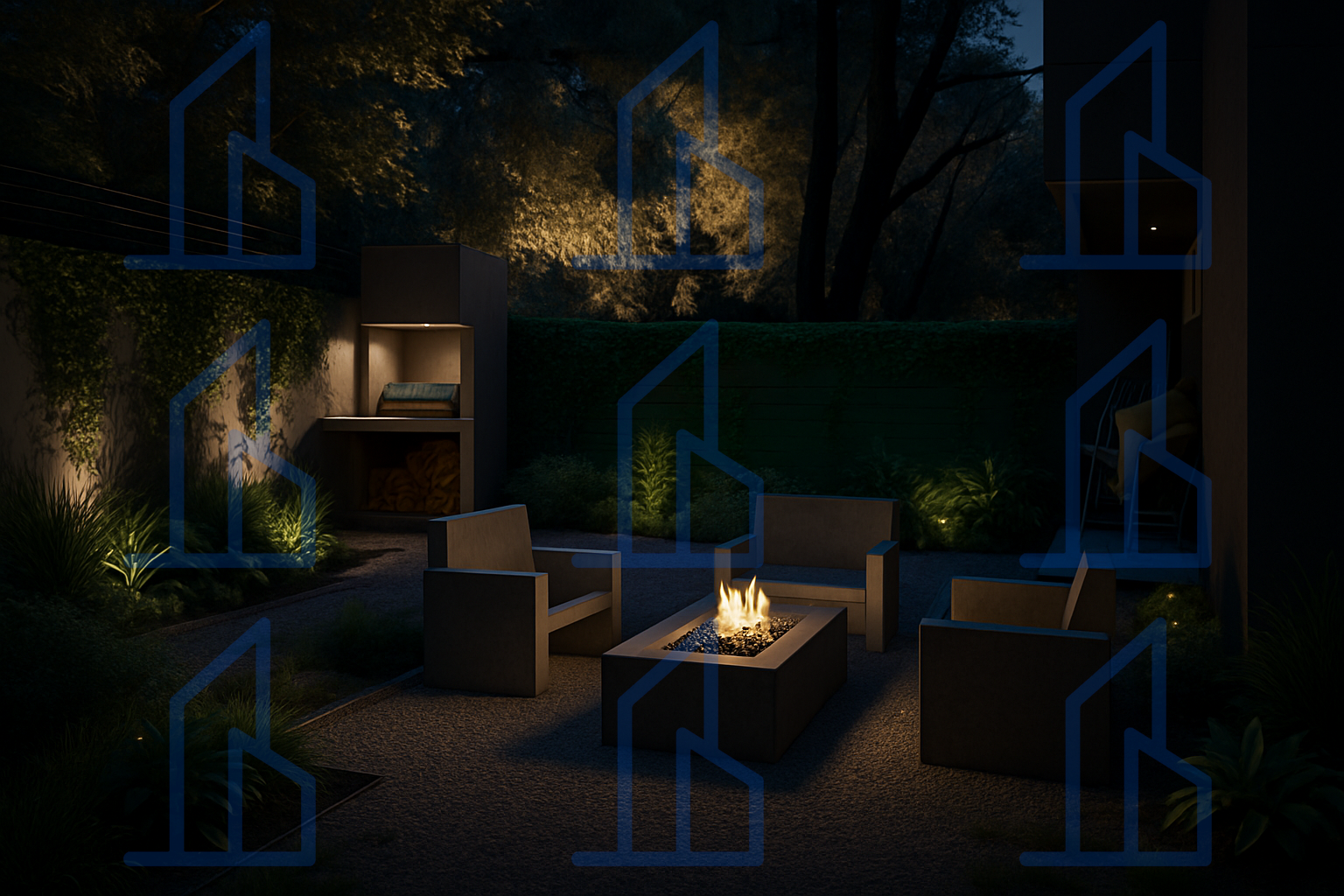 Fogonera nocturna con iluminacion artificial