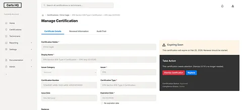 CertsHQ screenshot 1