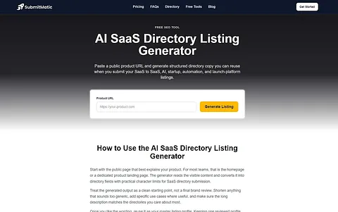 AI SaaS Directory Listing Generator screenshot 1