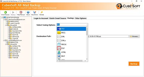 CubexSoft Email Backup Software screenshot 1