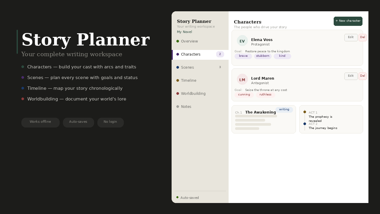 Story Planner — Your Complete Writing Workspace