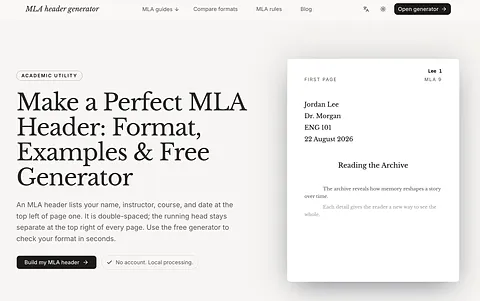 MLA Header Generator screenshot 1