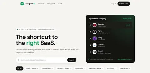 SaaS Grow landing page