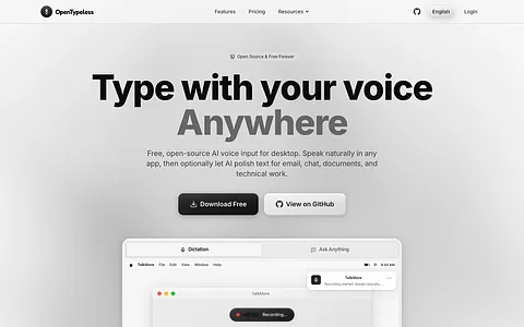OpenTypeless screenshot 1