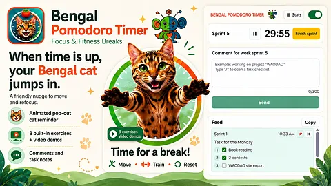 Bengal Pomodoro Timer: Focus & Fitness Breaks screenshot 2
