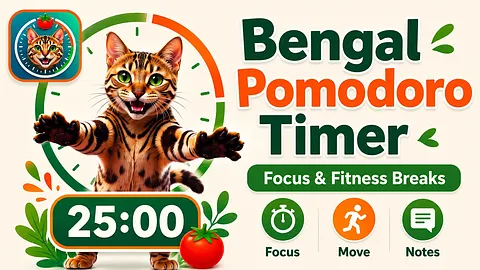 Bengal Pomodoro Timer: Focus & Fitness Breaks screenshot 4
