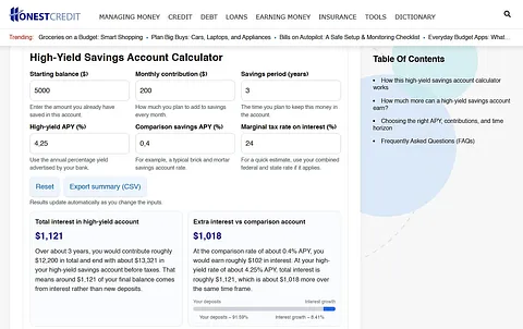 HonestCredit Financial Calculators screenshot 4