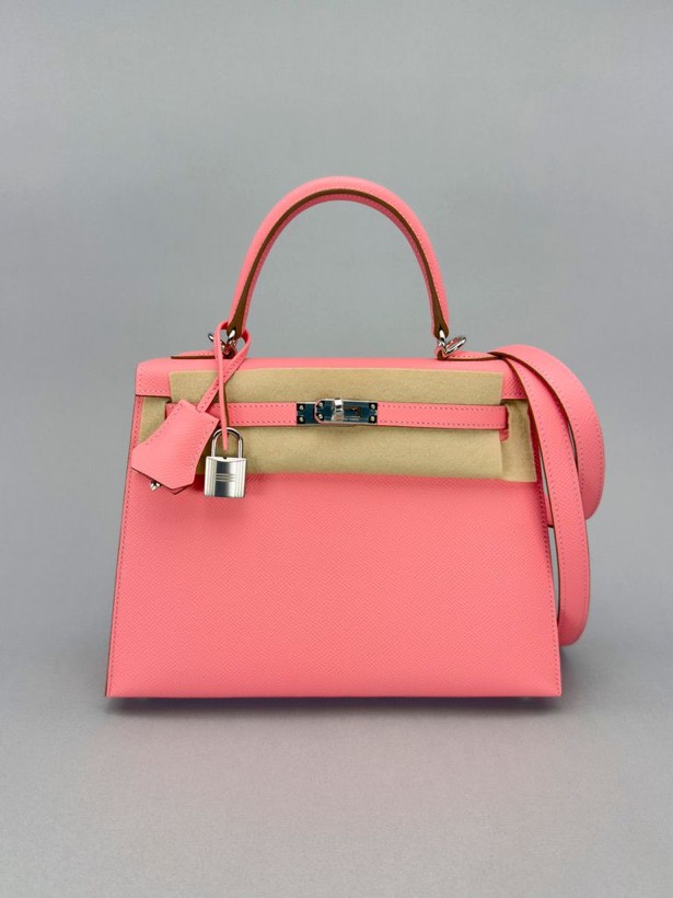 Hermès Kelly 25 sellier in rosé epsom leather with palladium hardware
