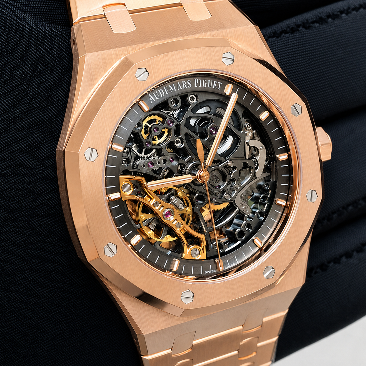 Custom engraving on a luxury watch caseback