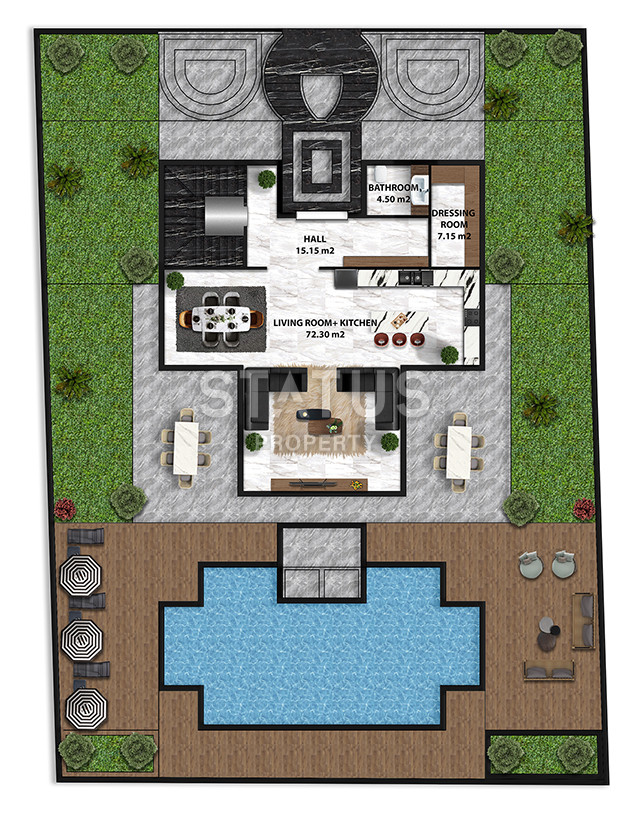 Detached luxury villa 5+1 layout at the excavation stage 4 km from the sea in Kargicak, 520 sq.m. фото 35