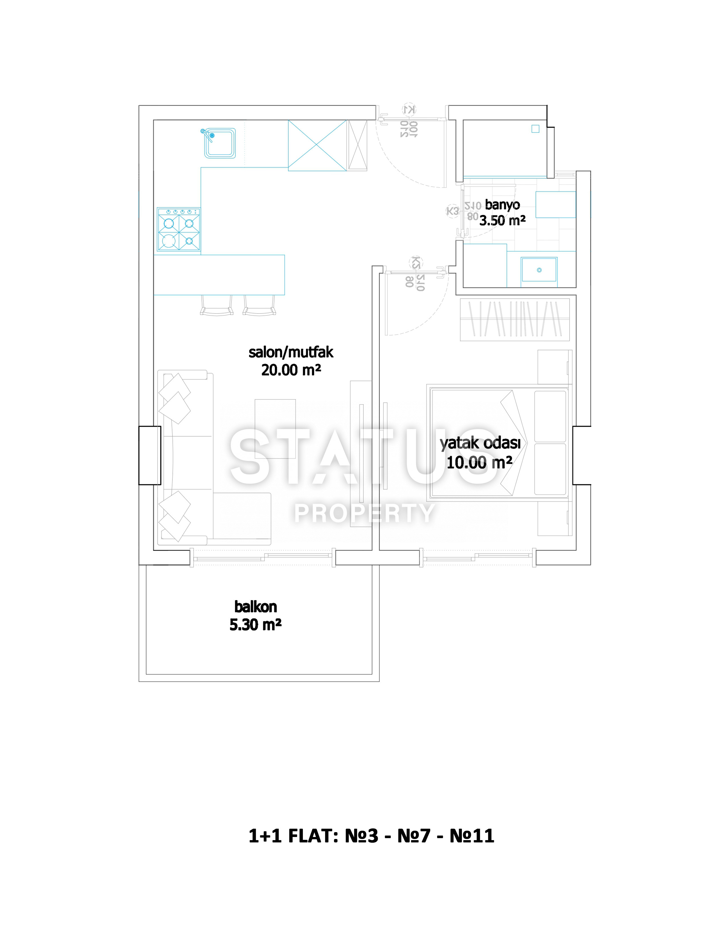 Project under construction in the center of Alanya near Cleopatra beach, low prices and interest-free installments, 1+1,2+1,3+1 фото 26
