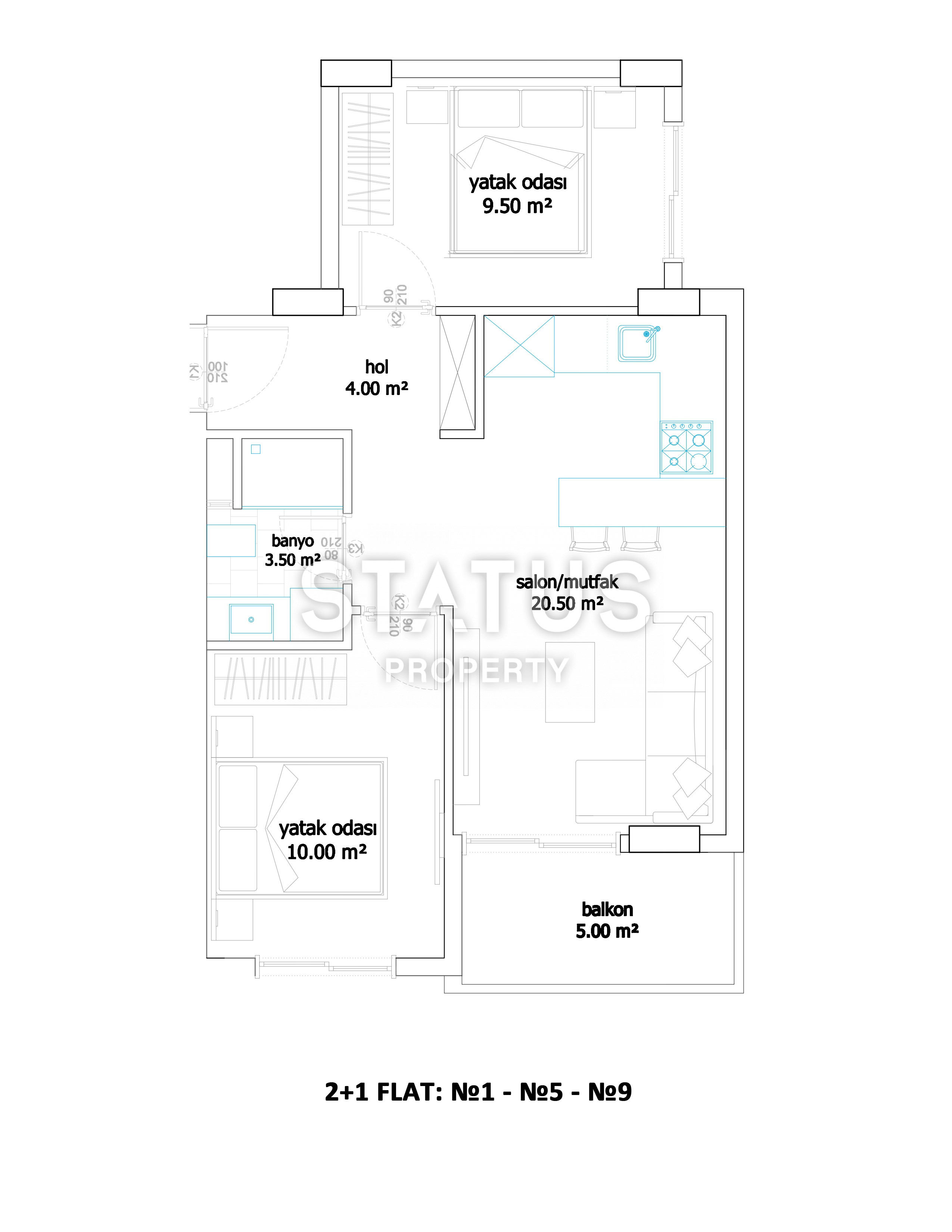Project under construction in the center of Alanya near Cleopatra beach, low prices and interest-free installments, 1+1,2+1,3+1 фото 27