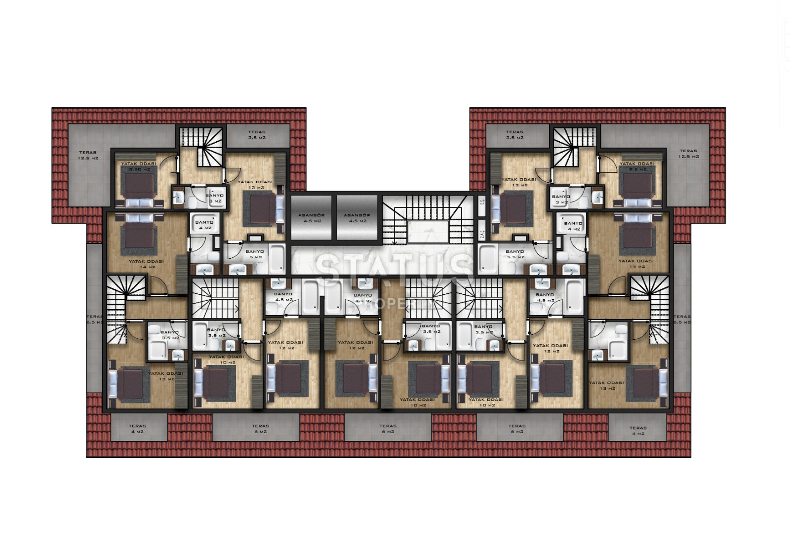 Новый инвестиционный проект в Махмутларе в 650метрах от моря в Махмутларе, 45-90м.кв фото 7