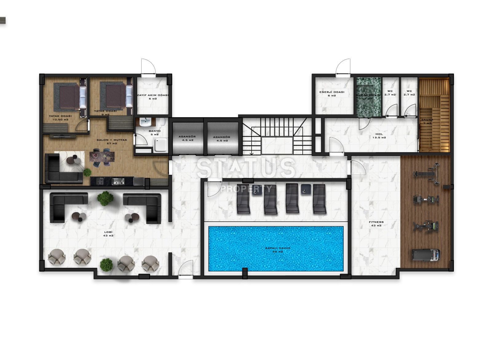 Новый инвестиционный проект в Махмутларе в 650метрах от моря в Махмутларе, 45-90м.кв фото 8
