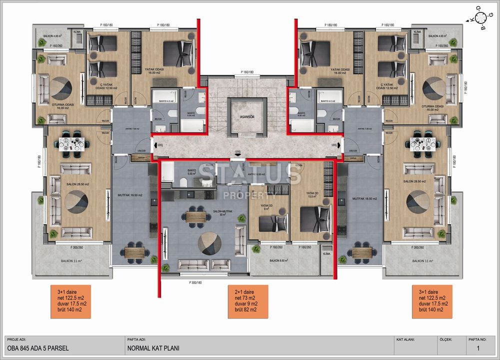 Проект в районе Оба с отличными планировками, 82 – 240 м2 фото 8