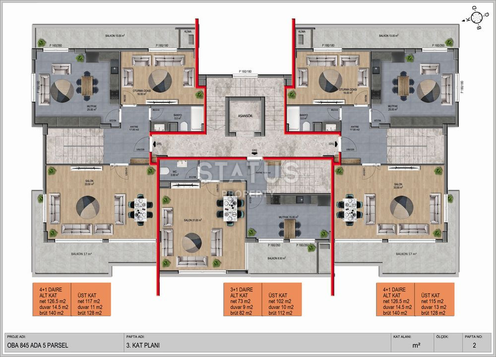 Проект в районе Оба с отличными планировками, 82 – 240 м2 фото 9