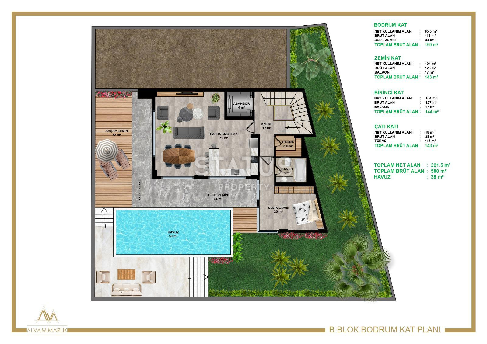 Комплекс вилл с завораживающим видом на Аланию, 476 м2 фото 37