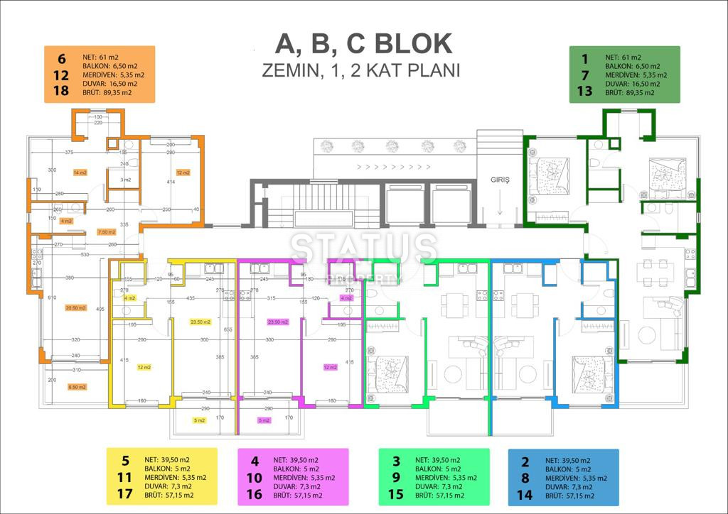 Квартира 2+1 в элитном комплексе на этапе строительства, 57 м2 в Кестеле. фото 20