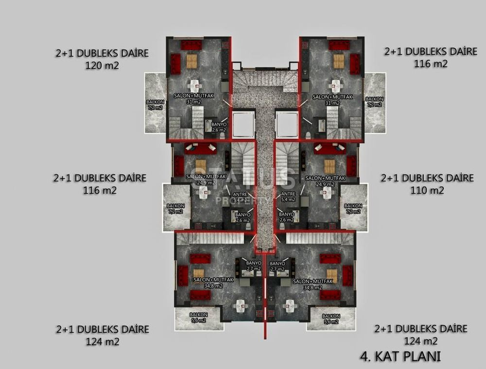 New project in Kargicak area! 80 meters to the sea! Great prices! 51 -124 m2 фото 20