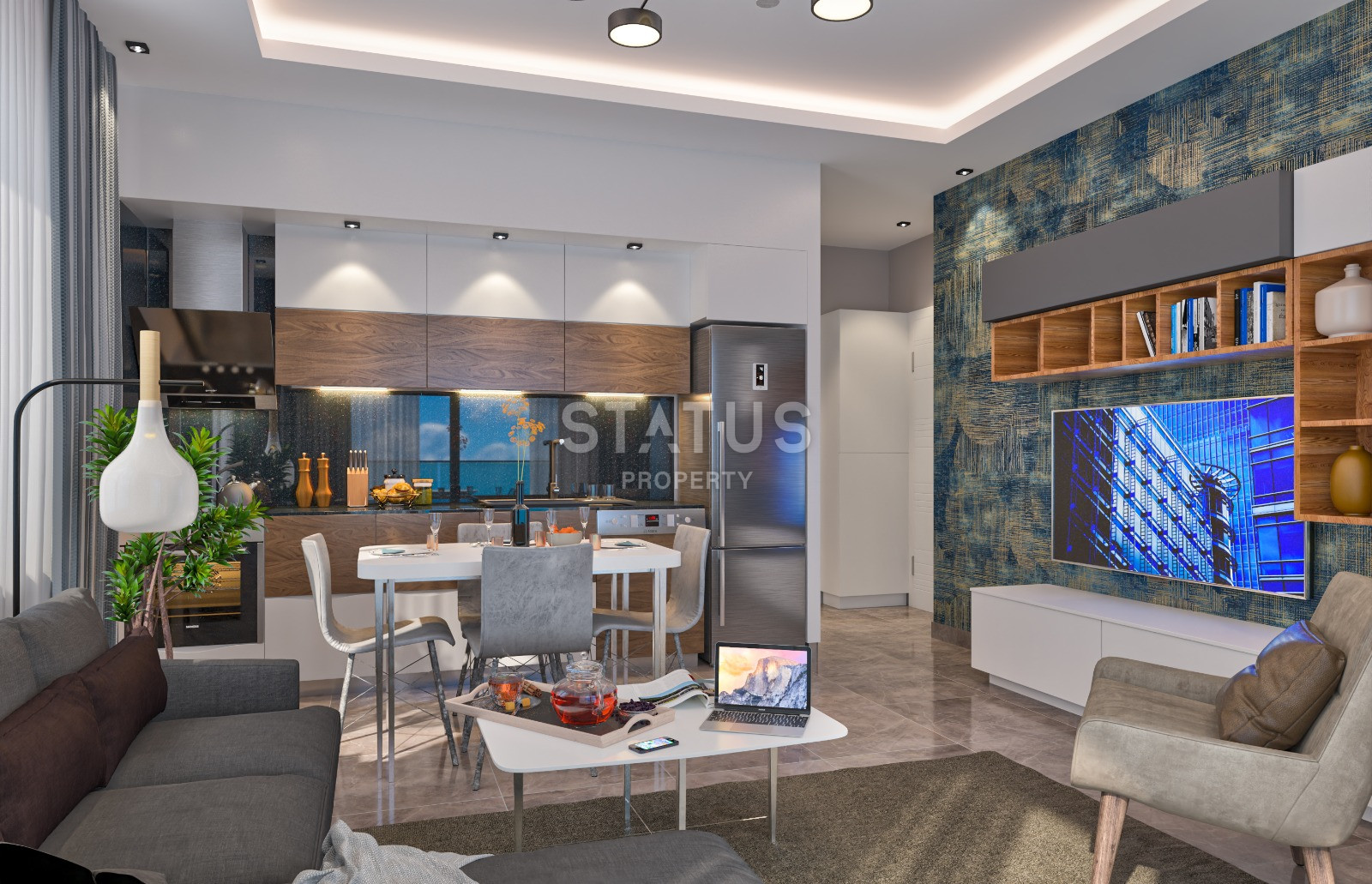 Последняя двухуровневая квартира 1+1 в бутик комплексе в 800 метрах от моря в Авсалларе, 120м.кв фото 11