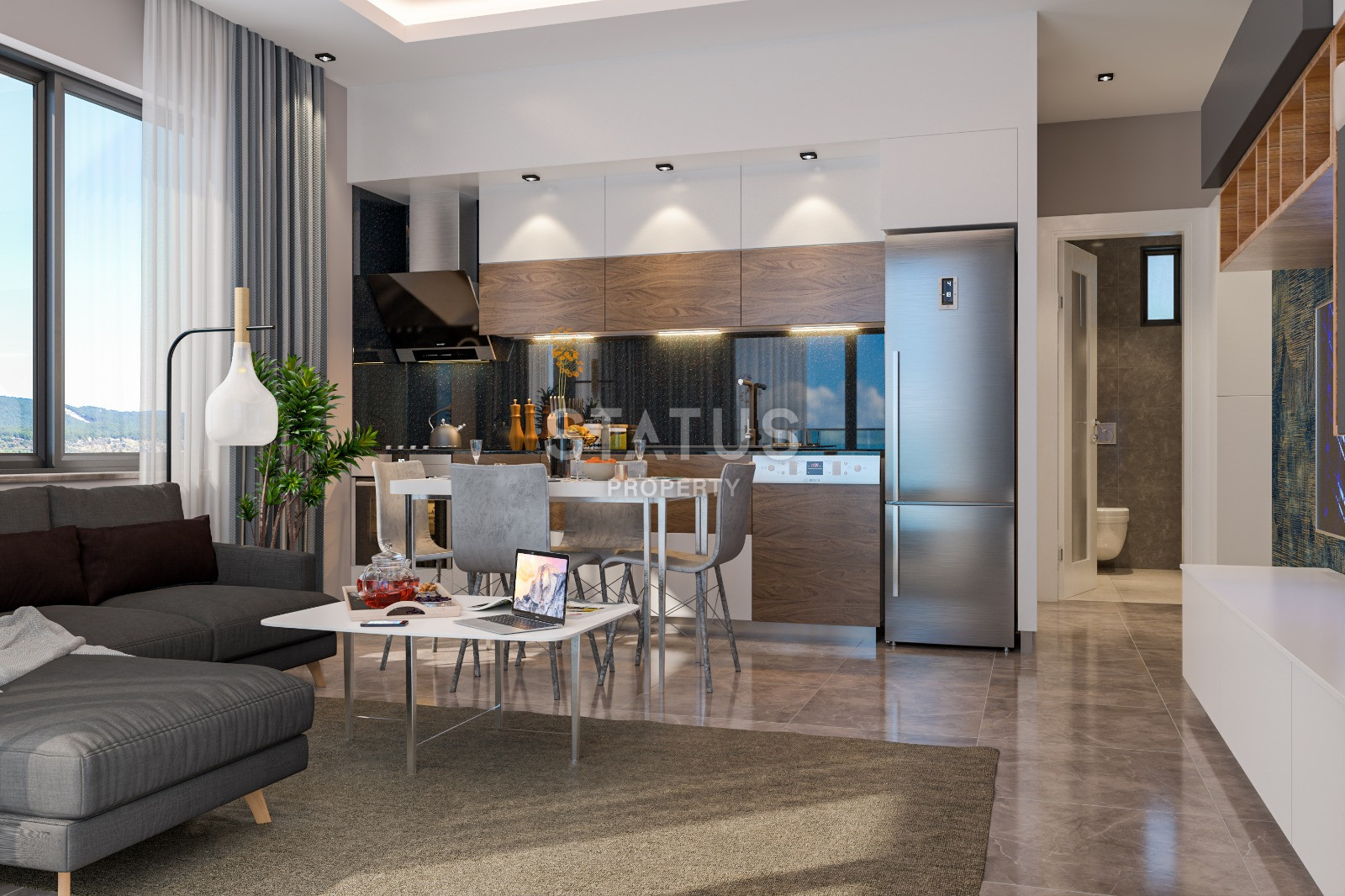 Последняя двухуровневая квартира 1+1 в бутик комплексе в 800 метрах от моря в Авсалларе, 120м.кв фото 12