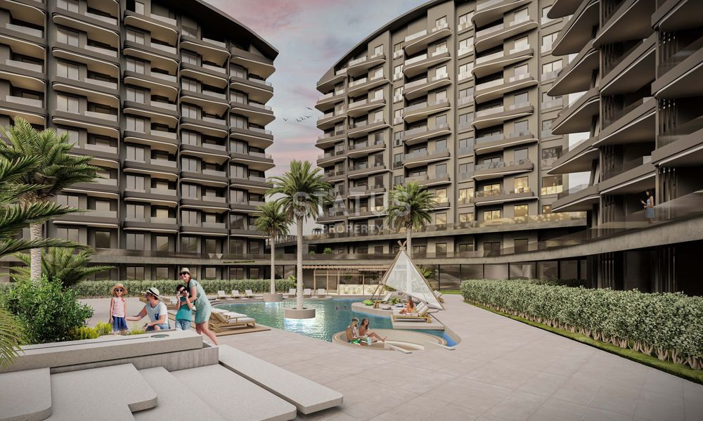 Новый масштабный проект с шикарной инфраструктурой, собственным пляжем и очень большой квадратурой! Район Окурджалар, 500м к морю! фото 12