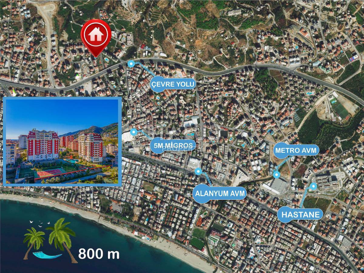 Трёхкомнатная квартира с видом на море в Джикджилли. 117м2 фото 41