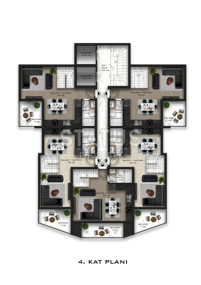 Инвестиционный проект в районе Авсаллар, без % рассрочка до конца строительства! 43-90 м2 фото 42