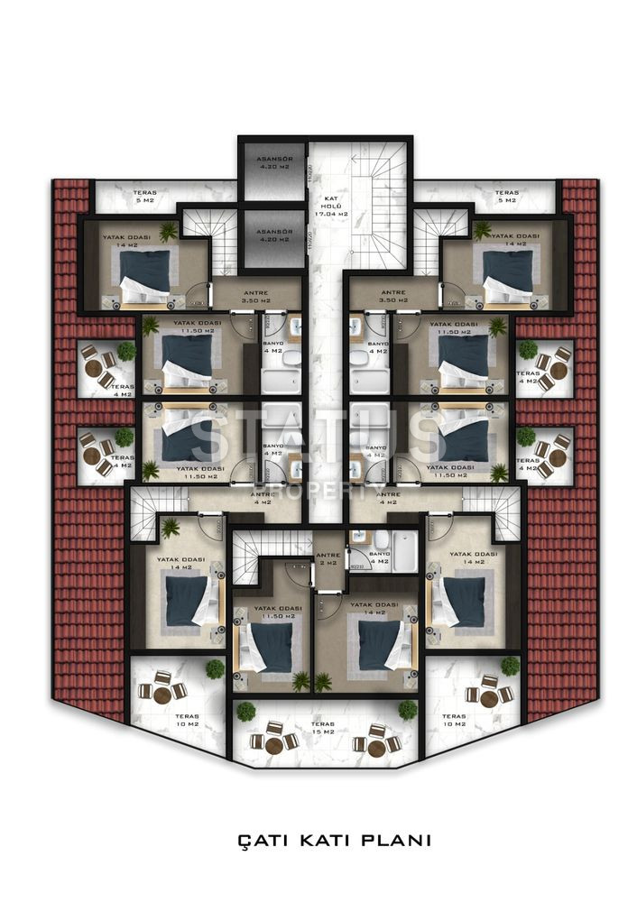 Инвестиционный проект в районе Авсаллар, без % рассрочка до конца строительства! 43-90 м2 фото 43