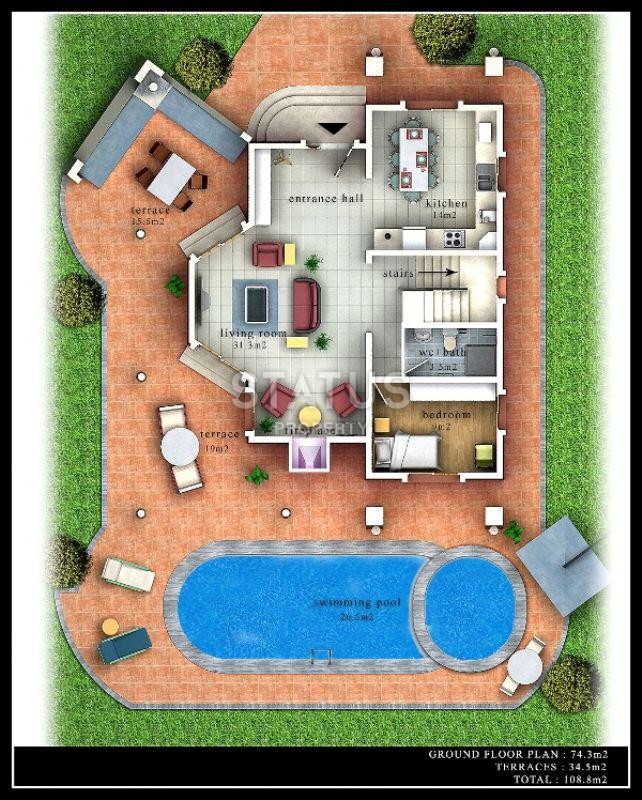 Меблированная вилла с собственным бассейном в Джикджилли, 240 м2 фото 30