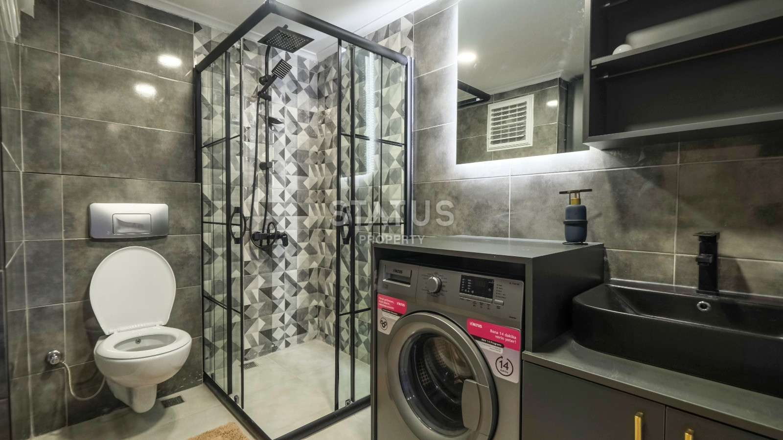 Красивая двухкомнатная квартира под ключ в районе Махмутлар с видом на море и историческую крепость. 120m2. фото 21