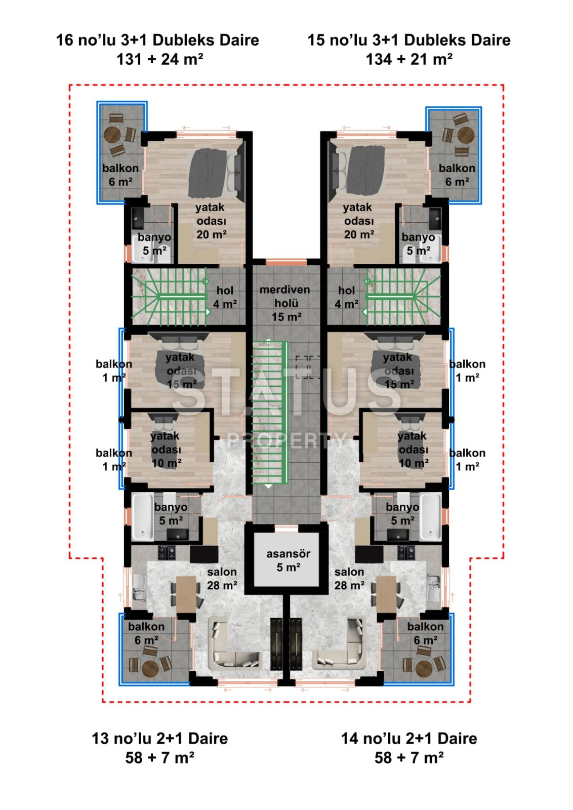 Проект в районе Кестель в 250 метрах от моря, 58-75 м2 фото 29