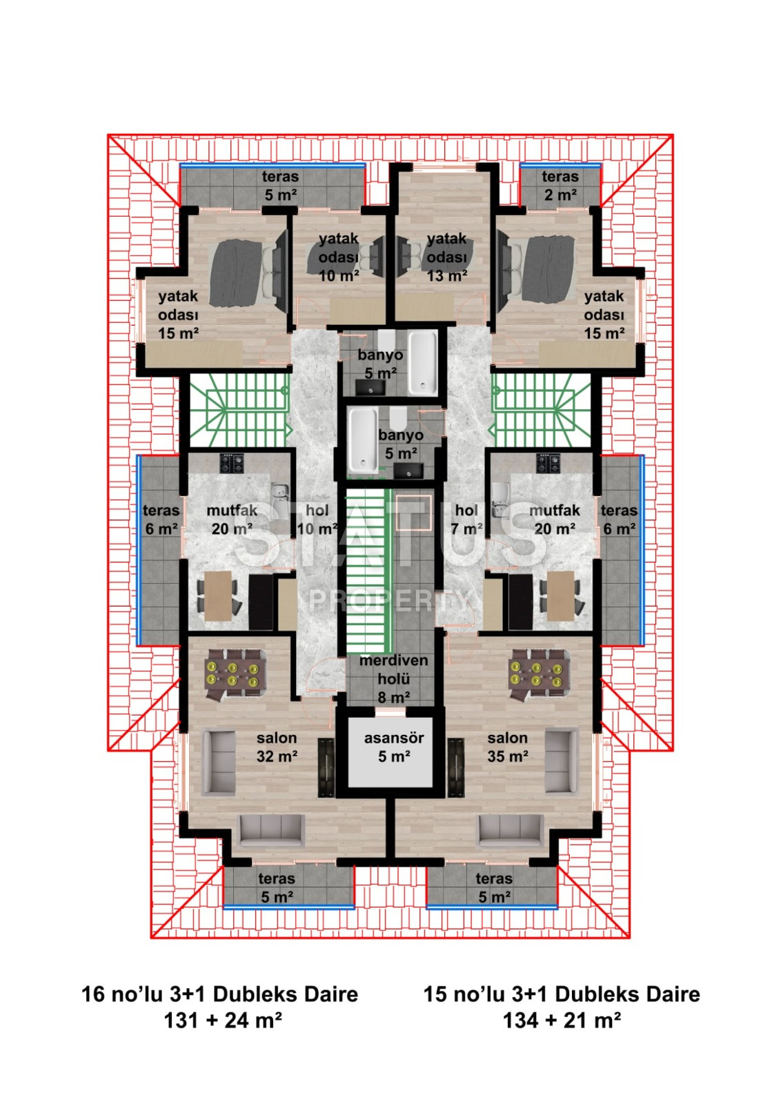 Проект в районе Кестель в 250 метрах от моря, 58-75 м2 фото 32