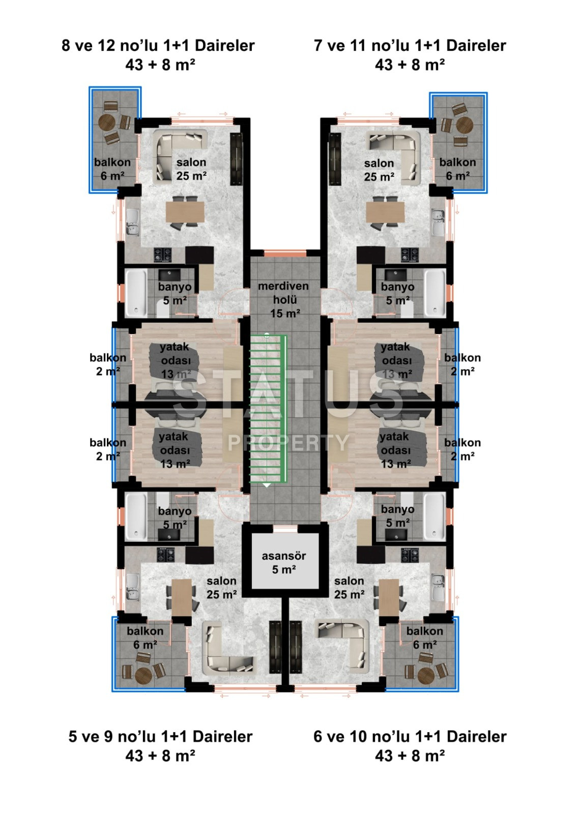 Проект в районе Кестель в 250 метрах от моря, 58-75 м2 фото 33