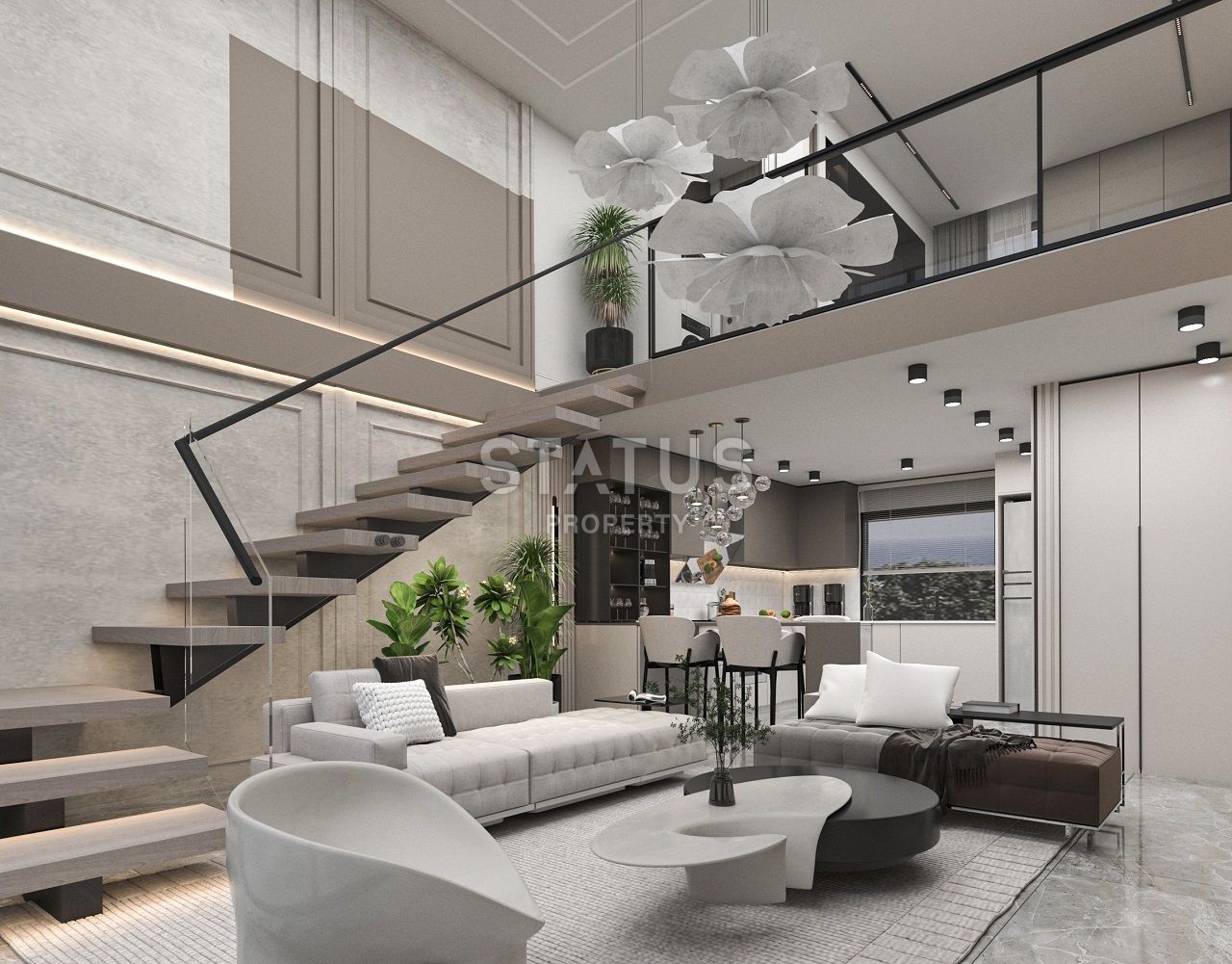 Квартира 1+1 Loft 63 м? c террасой и садом в Татлысу фото 25