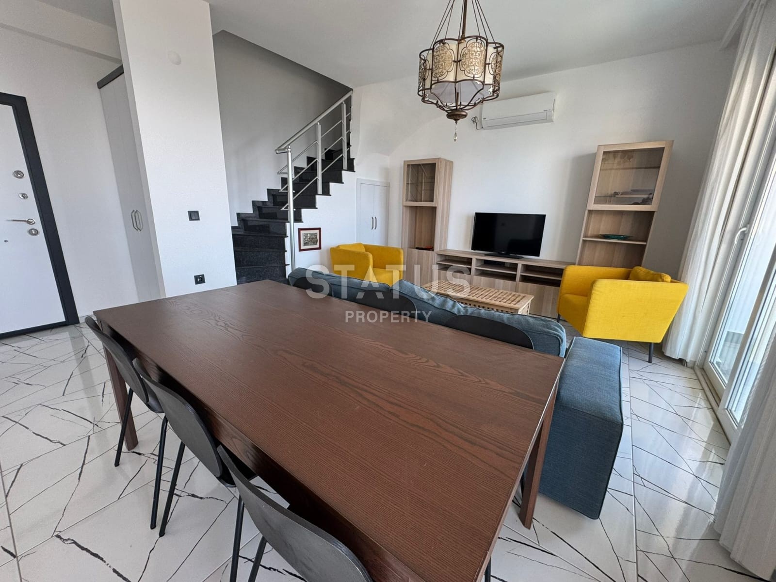 Двухуровневый дуплекс 2+1 с прямым видом на море на первой береговой линии в Каргыджак фото 4